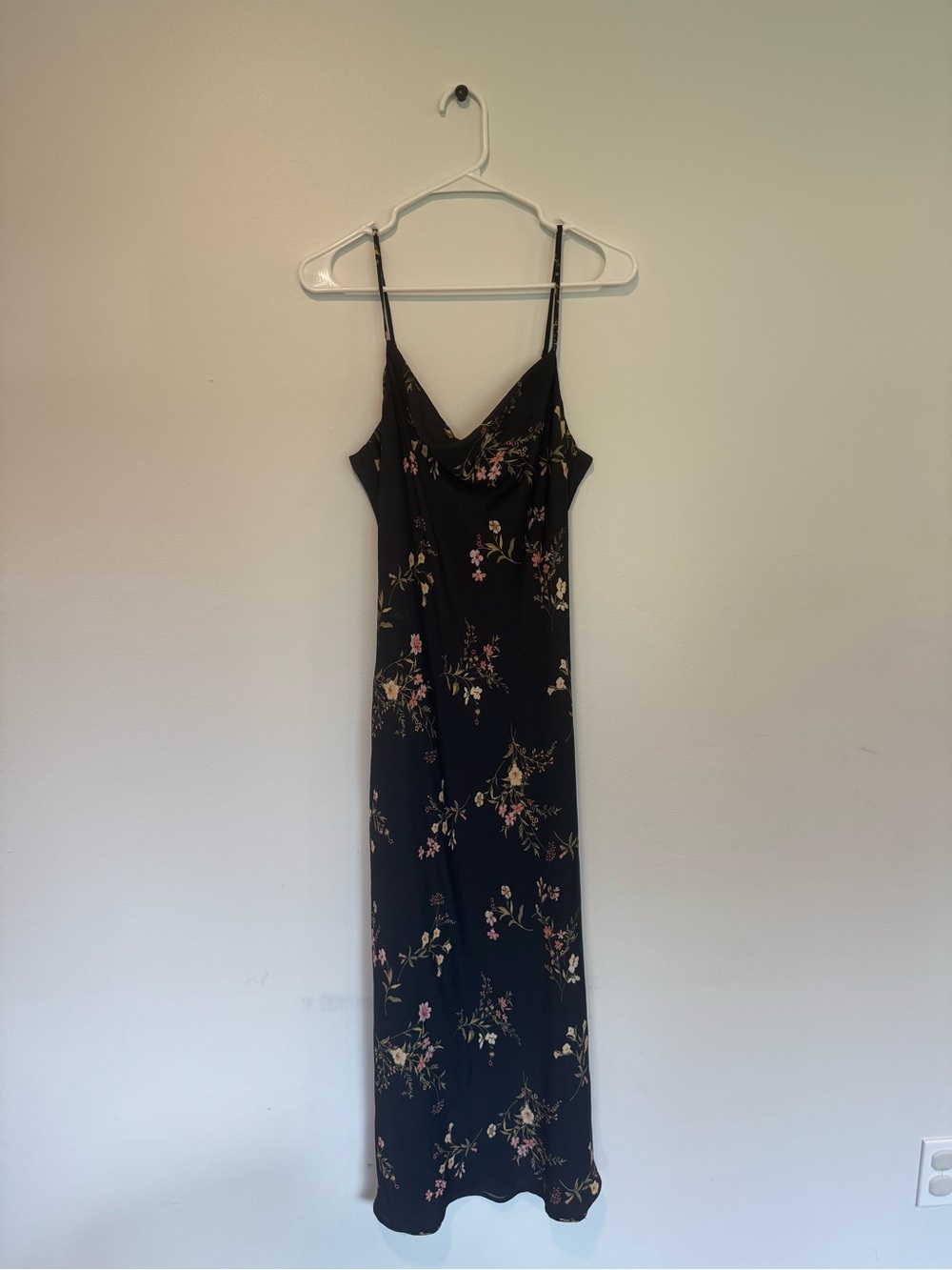 Altar'd State Black Floral Slip Dress with Pink & Cream Florals